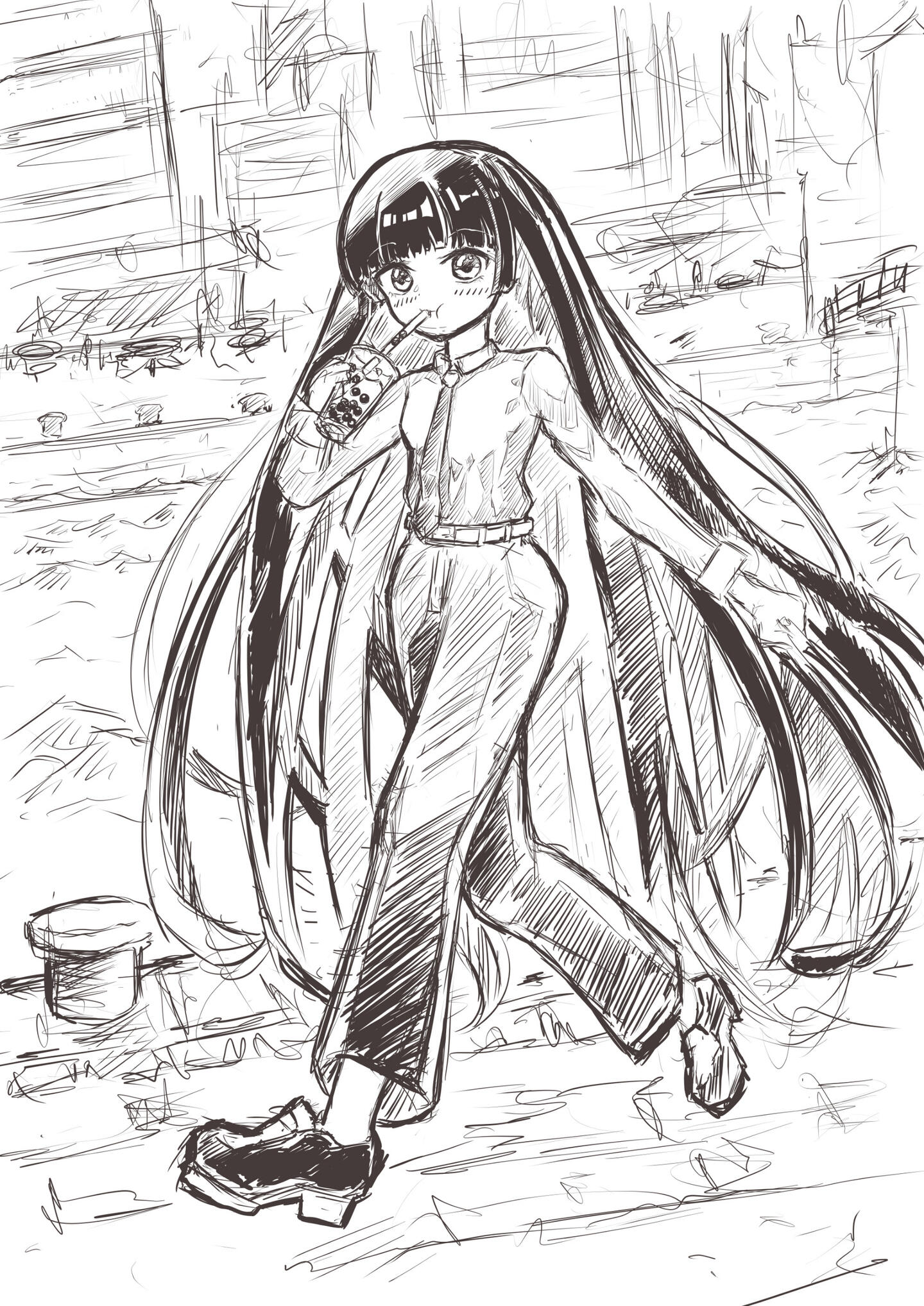 September drinking milk tea (my webcomic!)